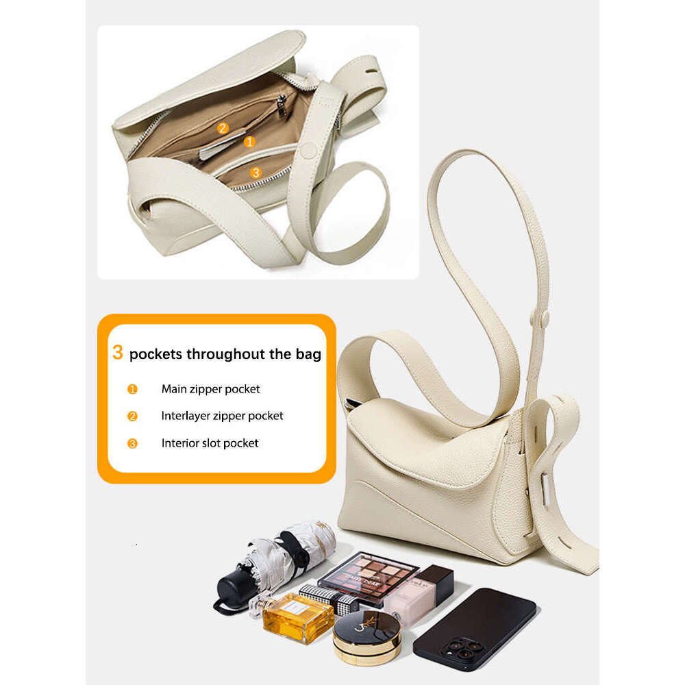 Zency 100% Real Leather For Female Small Crossbody Fashion Designer Shoulder New White Black Brown Women Underarm Pillow Bag