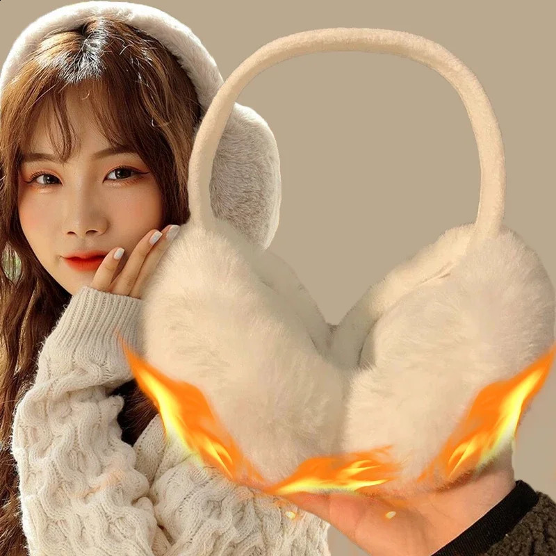 Sweety Plush Ear Cover Women Outdoor Winter Warmer Thermal Earmuffs Warm Headphones Earflap Fluffy Velvet Cool Muffs Protection 241024