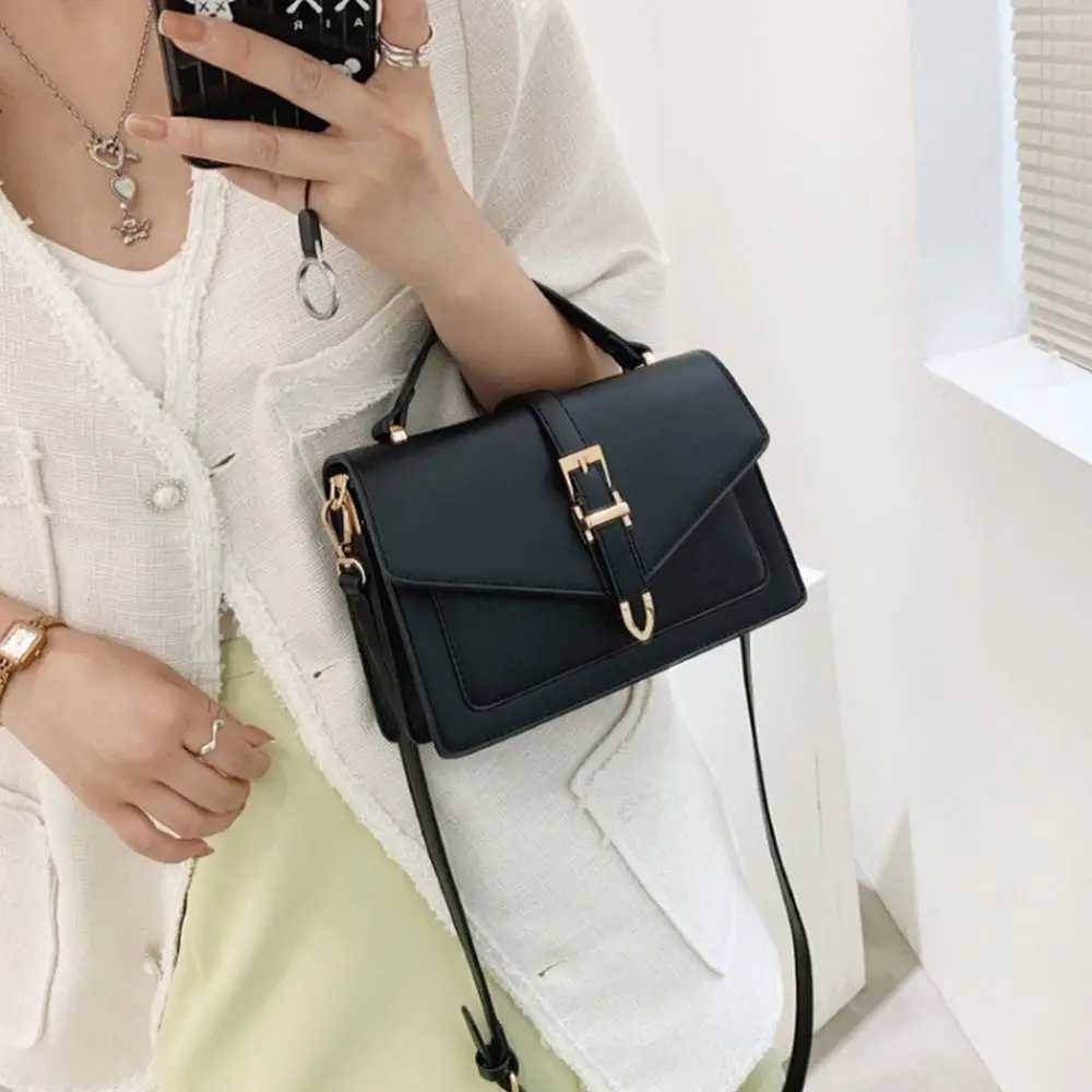 Simple PU Leather Messenger Shoulder Bag Solid Color Crossbody Bag Sling Bag Women LadiesC250106