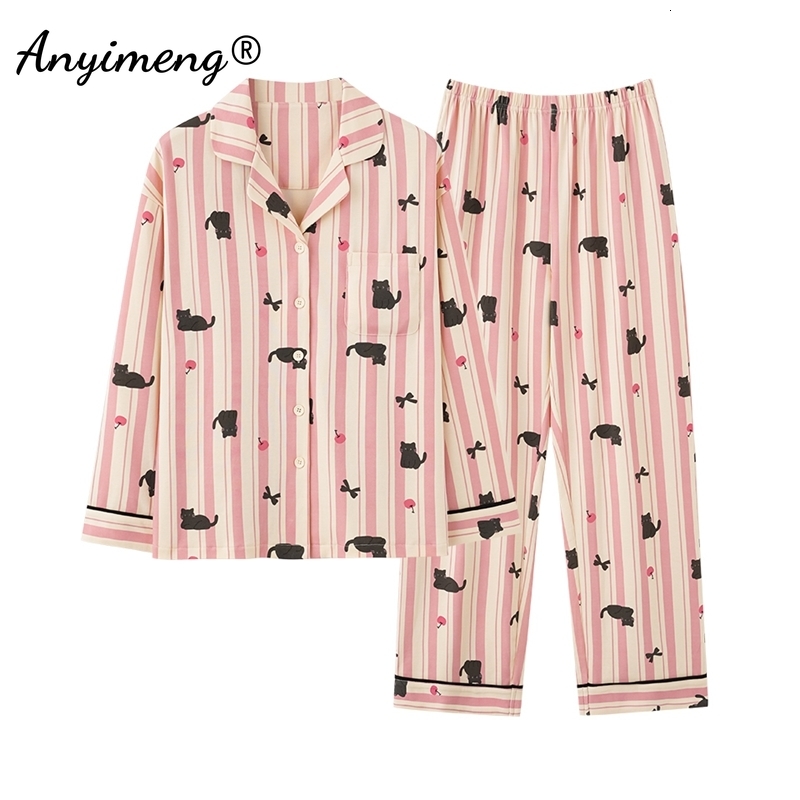 2025 New designer autumn and winter artificial cotton pajamas for women, long sleeved home clothes for women, Pamas set, elegant fashion lapel pajamas