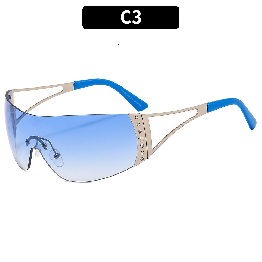 one-piece diamond inlaid millennium vintage spicy girl sunglasses, futuristic glasses