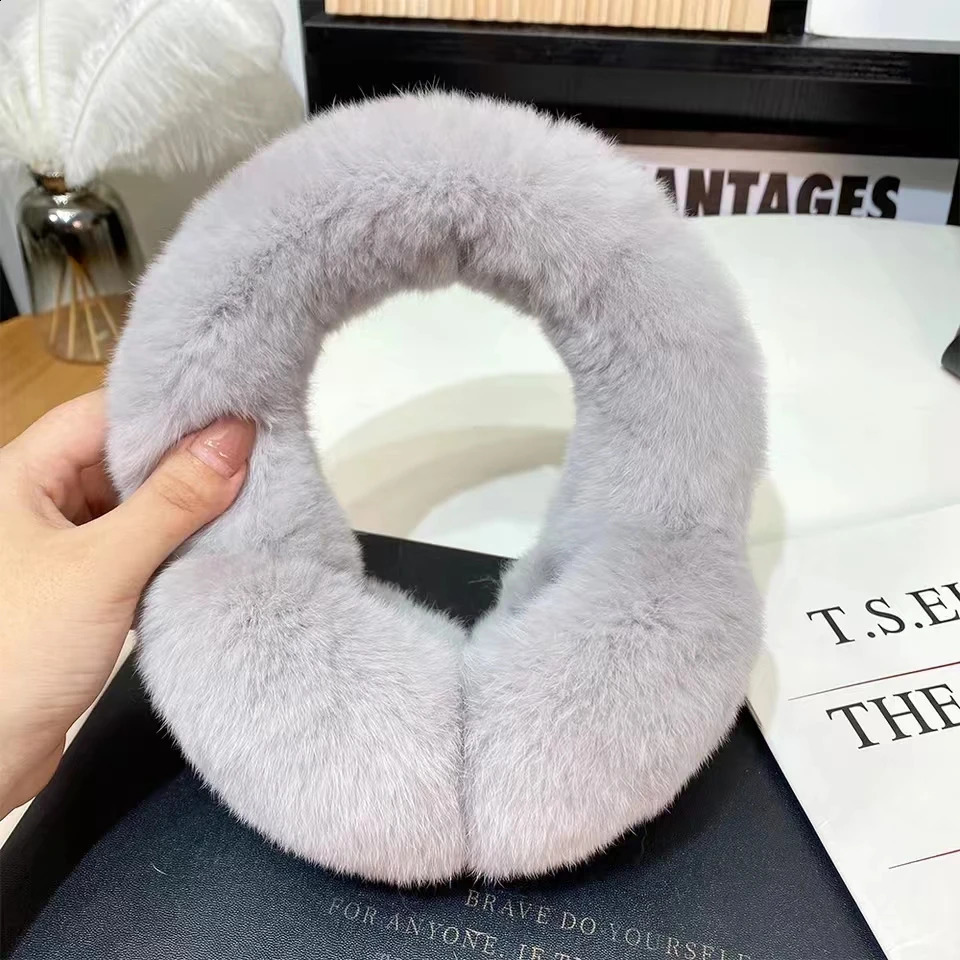 MPPM Natural 100% Rex Rabbit Fur Earmuffs Winter Accessories for Women Winter Ear Muffs Fluffy Earmuffs Ear Cover for Winter 241024