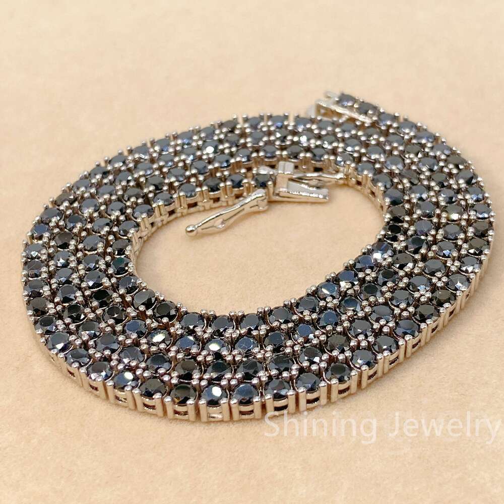 4Mm Dia Body Necklace Sterg Sier S Vvs Black Moissanite Tennis Chain