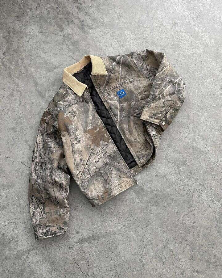 Streetwear Y2k Mens Haruku Retro Hip Hop Camouflage Graphics Oversized Jacket V Neck Long Sleeve Buttons Jackets Coat