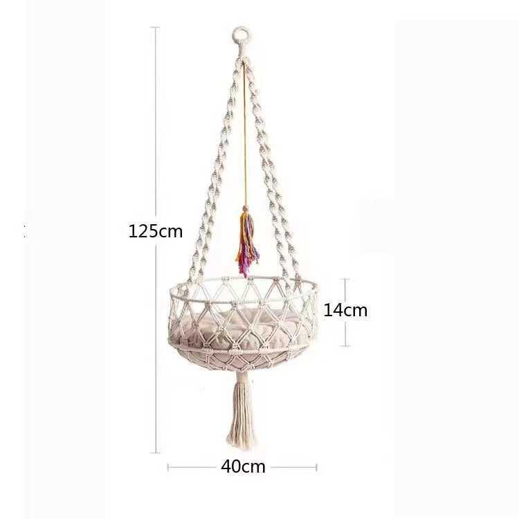 Dog Houses & Kennels Accessories Handmade woven kitten hammock bed Bohemian with hanging kit indoor decoration cat nest