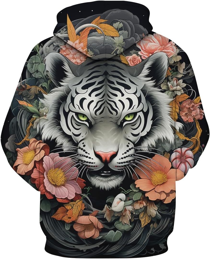 Hoodie for Mens Womens Mens Tiger Hoodie Autumn Winter Long Sleeve Pullover Animal Pattern Hoodies Graphic Hoodies sweatshirt Pullover Long Sleeve