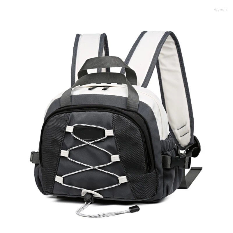 School Bags Fashionable Japanese Aesthetic Nylon Small Backpack For Teen Girls Boys Contrast Color Book Bag With Bungee Cord 4493