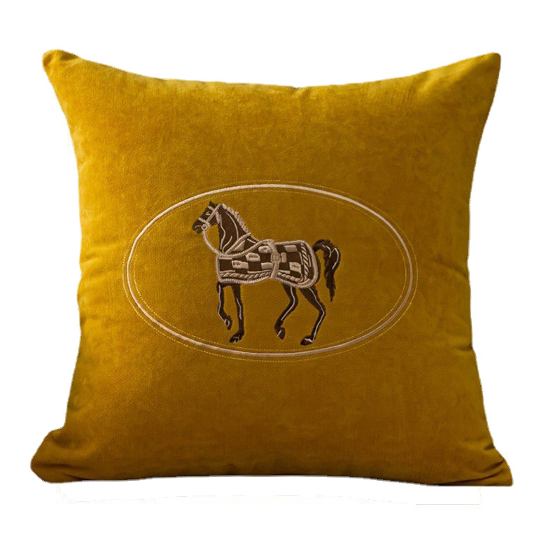 Pillow American Hand-embroidered Cover Horse Pattern Hug Pillowcase Sofa Home Office Living Room Car 45cm