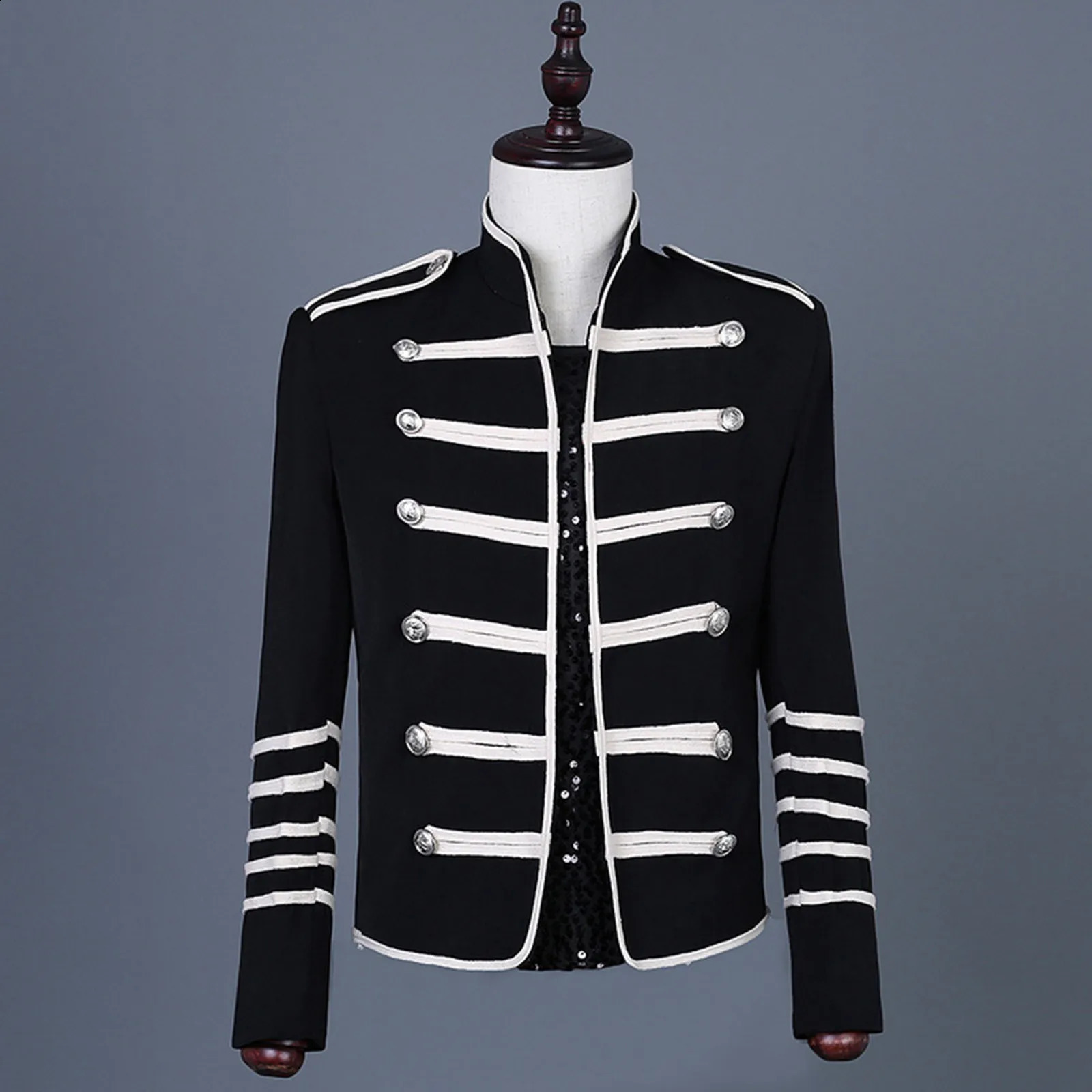 Male Suit Jacket Stage Performance Costume Retro Black Embroidered MenS Top Cool Suits For Men Simple Style Man S 241021