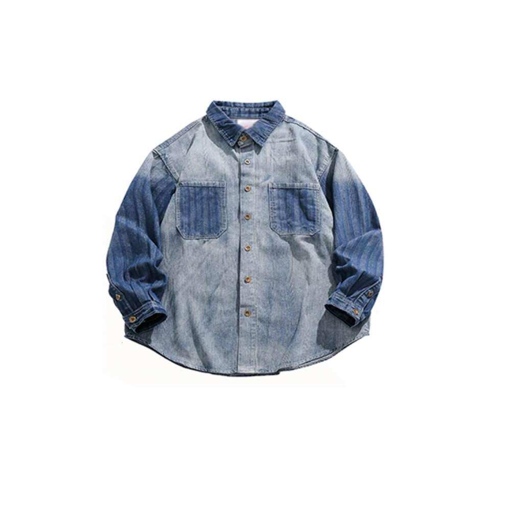 shanshi Men's shirts christmas Spring Autumn Chic American style niche vintage gradient denim men's and women's cardigans loose casual 