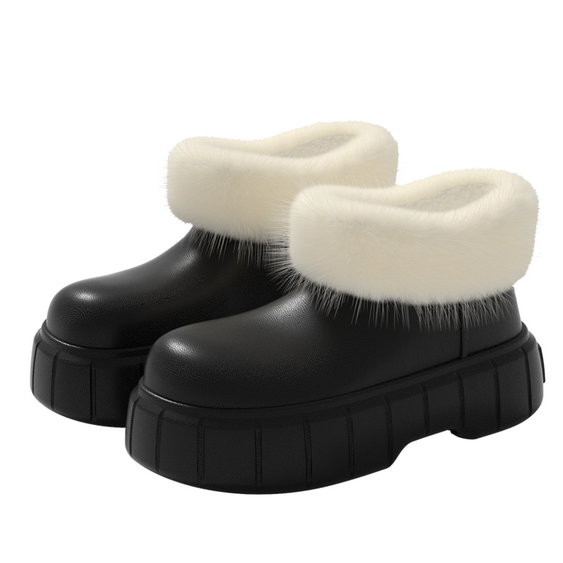 2024 free shipping new designer warm indoor home versatile boots women thick heels winter snow martin rain boots fur furry thick soled winter boots