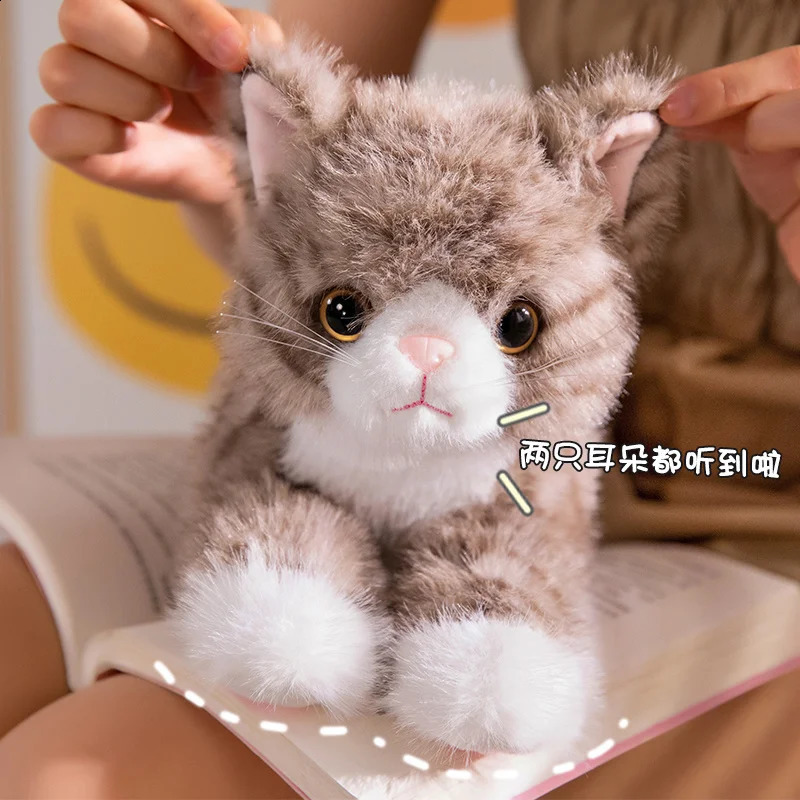 40/53cm Black Lying Cat Plush Toys Soft Simulated Cat Plushie Dolls Stuffed Animal Lovely Birthday Gift 241021