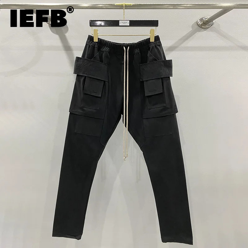 IEFB Mens Dark Motorcycle Casual Pants with Multi Pocket Function American Style Autumn/Winter 9C7900 241021
