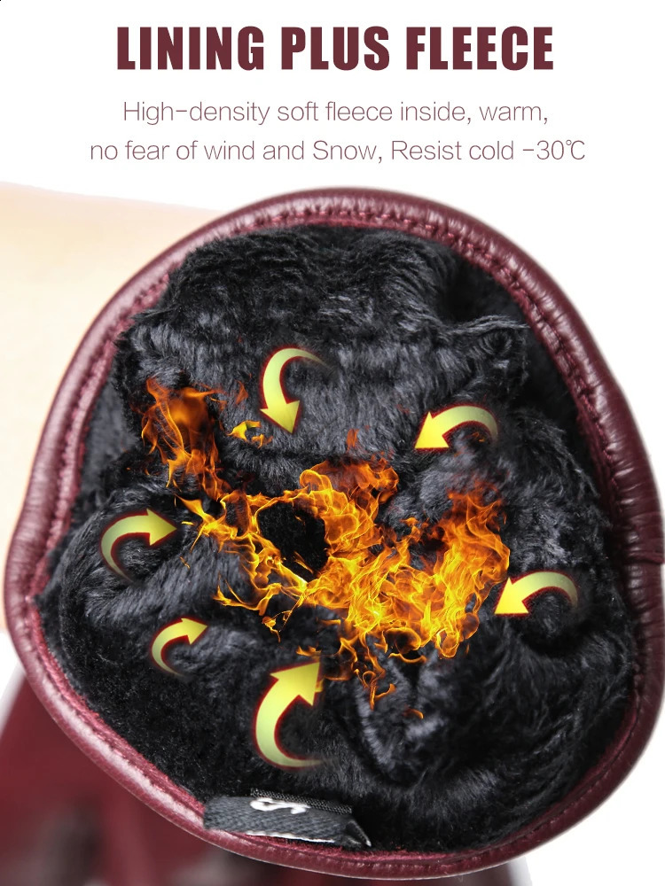 Womens sheepskin gloves winter warm plus velvet short thin touch screen driving color Womens leather gloves high Quality -2081 241024