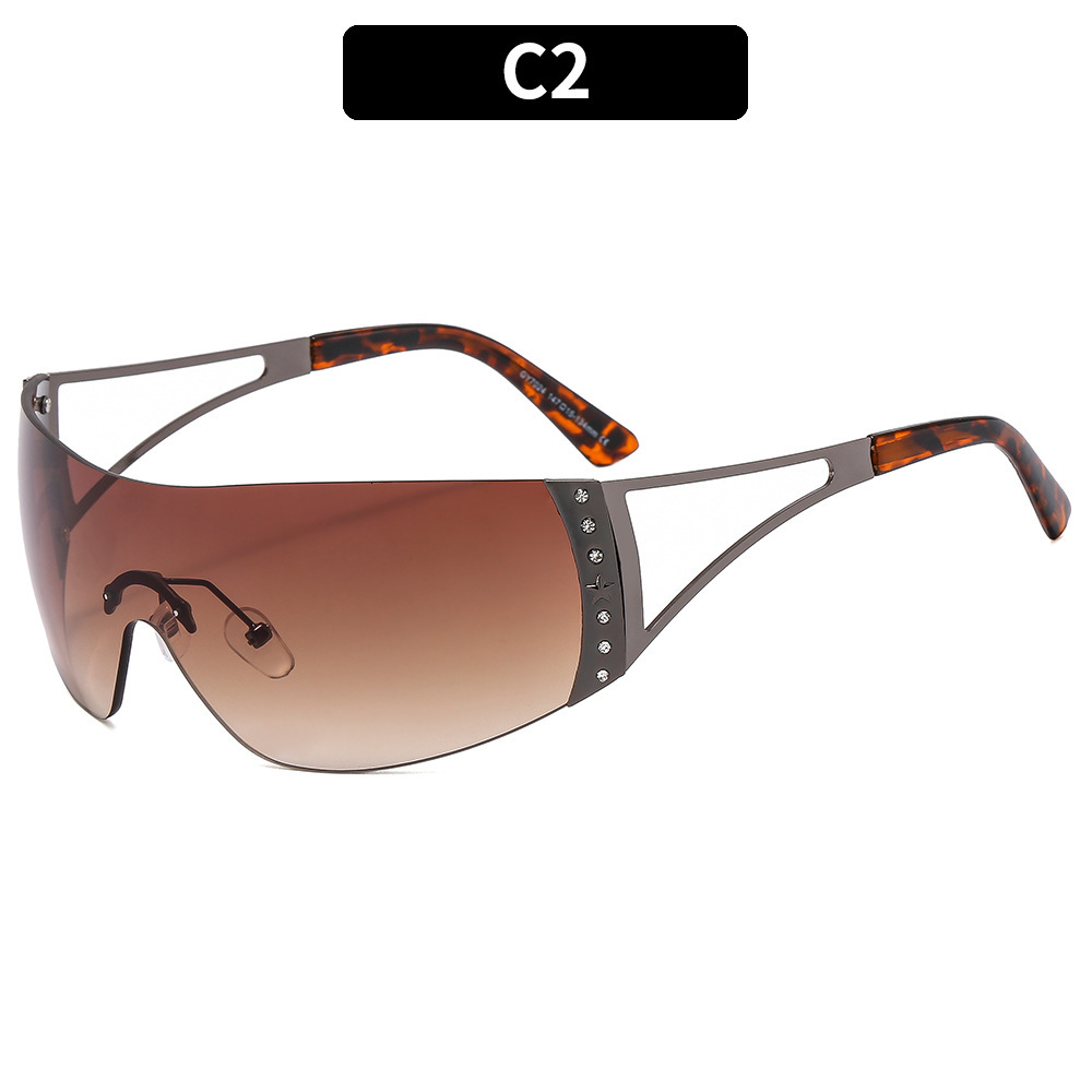 one-piece diamond inlaid millennium vintage spicy girl sunglasses, futuristic glasses