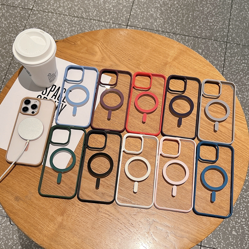 S25 Desert Gold Cases For Iphone 17 Air 16 Plus 15 14 13 12 11 Pro Max Samsung S24 Ultra S23 FE Magnet Wireless Charging Hybrid Color Hard Acrylic PC 