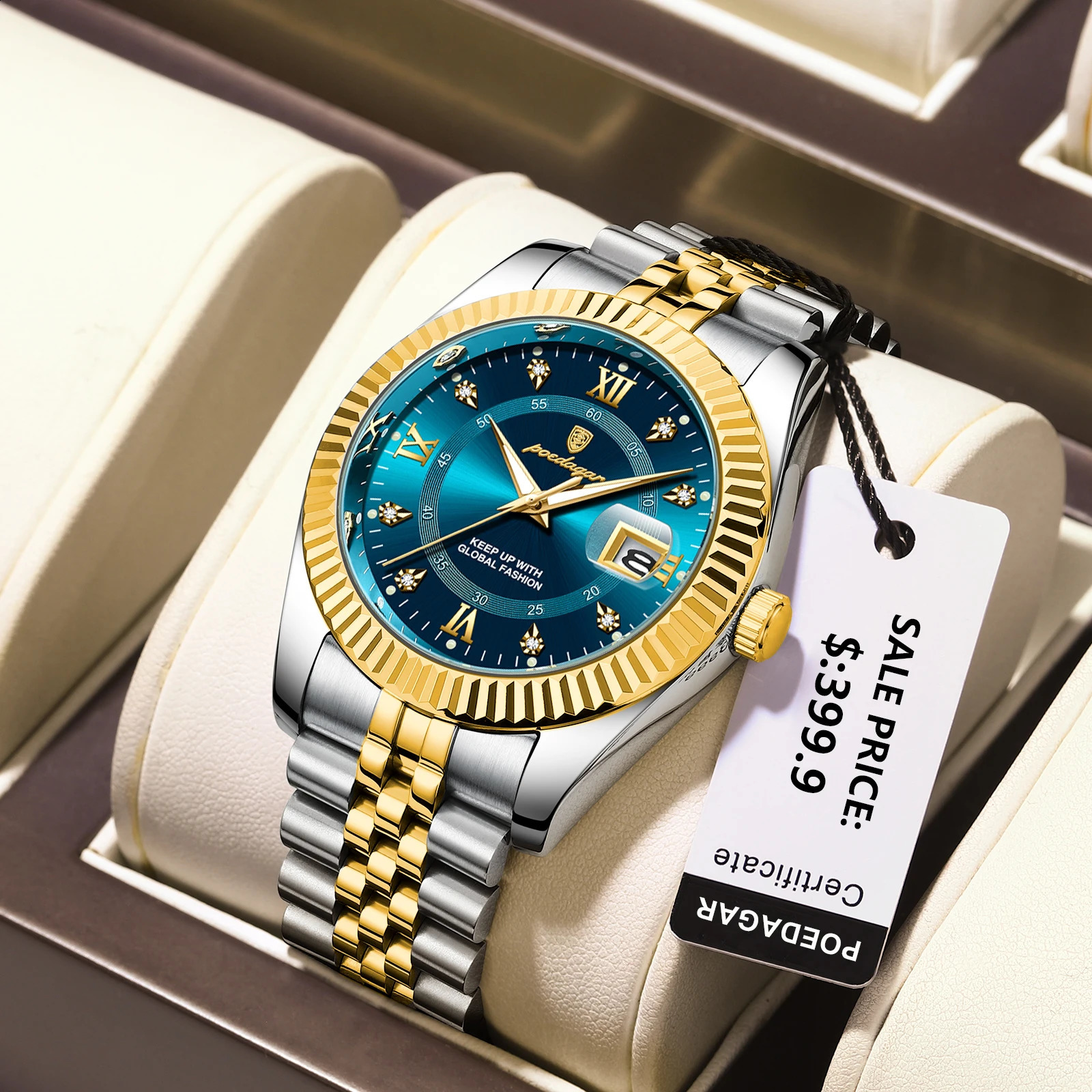 Poedagar sports watch mens waterproof luminous date mens watch quartz stainless steel mens watch Relojbox mens watch 241009