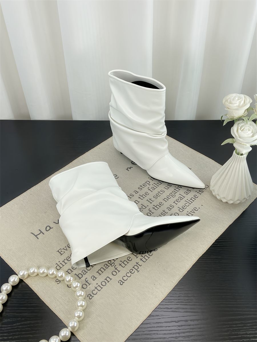 New European and American Niche Design Pointed High-heeled Wrinkled Boots