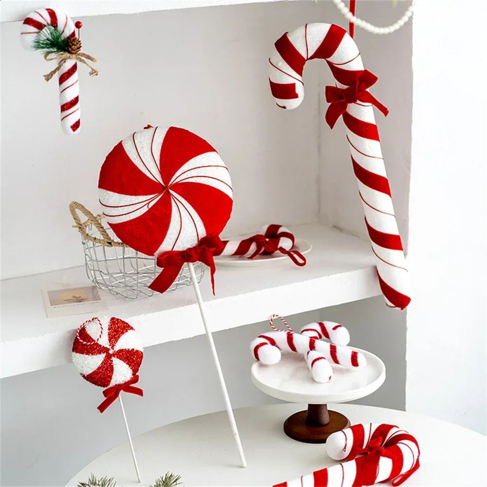 candy stic trees lollipop celebration activities white and red home party decorations Christmas gifts 241021