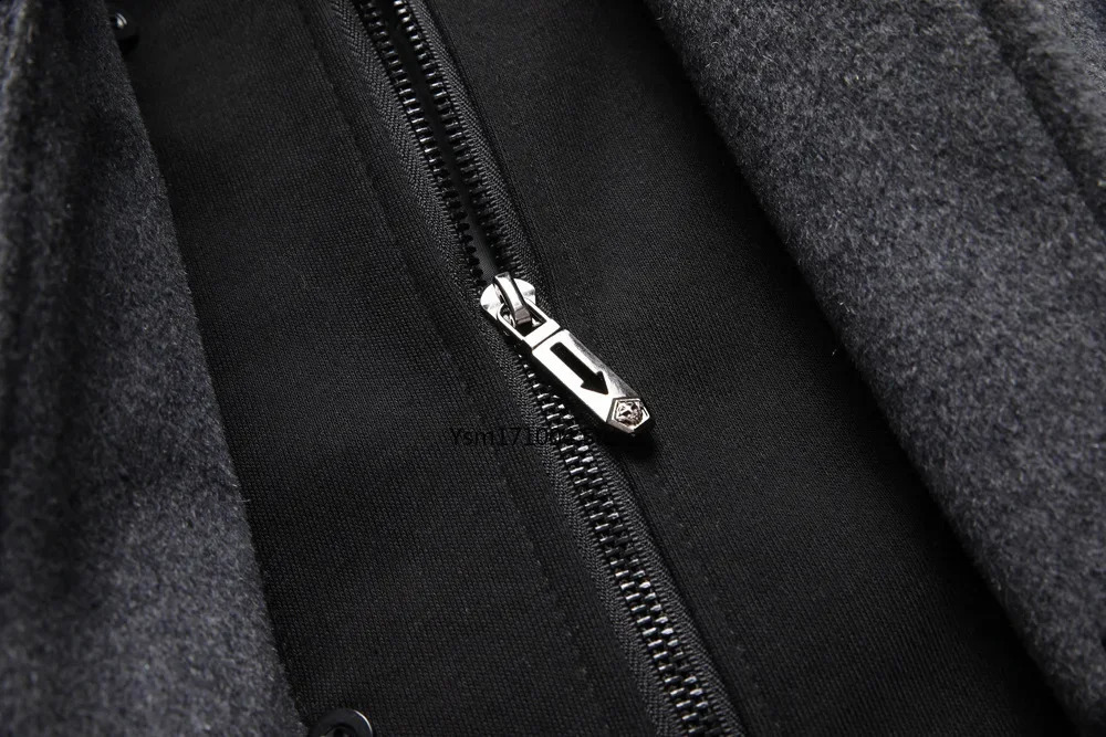 Winter Mens Business Leisure Hooded Cashmere Coat Thickened Warm Leaf Two Piece Windproof Machine Grey Hooded Windproof Machine 241021