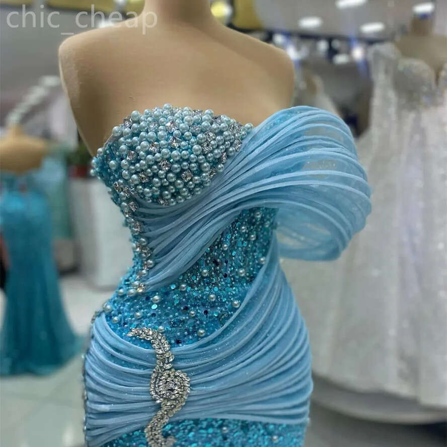 Prom Ebi Aso Mermaid Dress Pearls Crystals Sequined Evening Formal Party Second Reception Birthday Engagement Gowns Dresses Robe De Soiree Zj Es Es