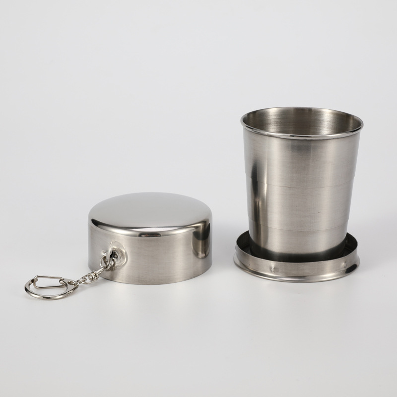 Supply outdoor portable portable water cup wholesale stainless steel folding telescopic travel small water cup camping cups