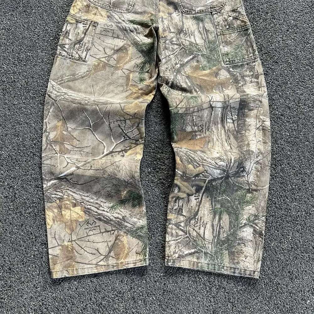 Y2k American Style Camouflage Men Women Old Washed Wide Leg Jeans Retro Loose Fashion Trend Pants Baggy Hip Hop Streetwear