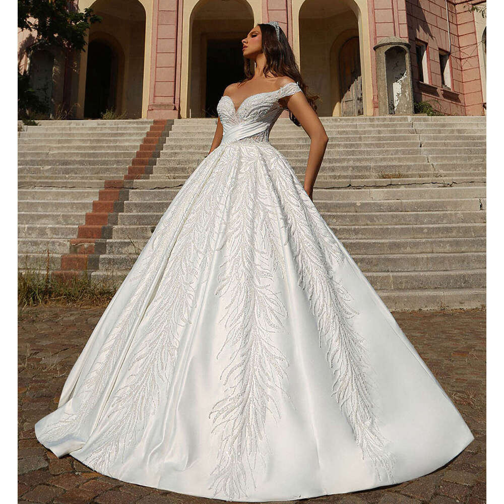 Illusion Wedding Dress Ball Gown Off The Shoulder Strapless Beading Or-Length Princess Bride Vestido De Noiva Custom Made 0228Lz