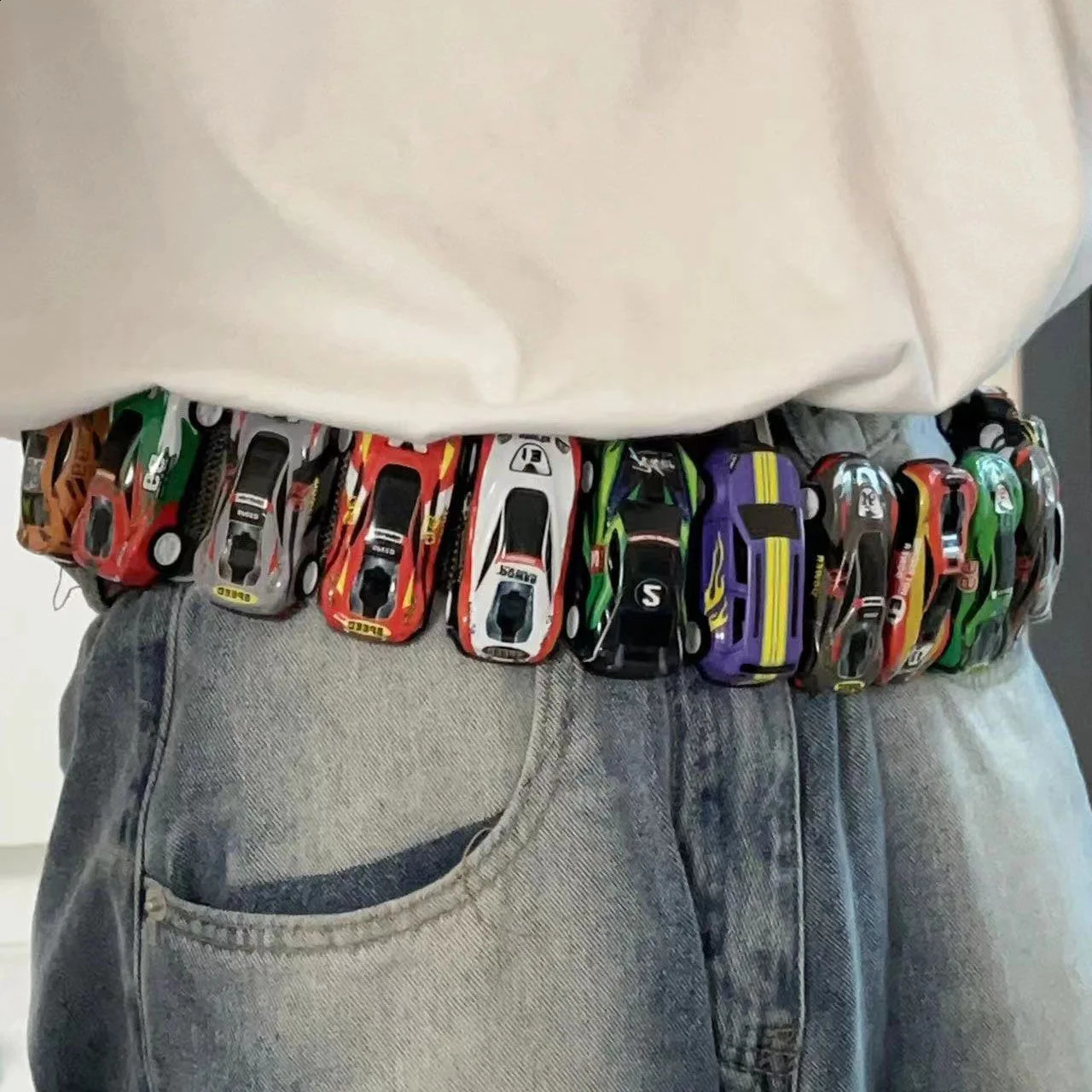 Creative Racing Model Belt Y2k Streetwear 18pcs Model Decorative Belt For Men Women Clothes Accessories 241024