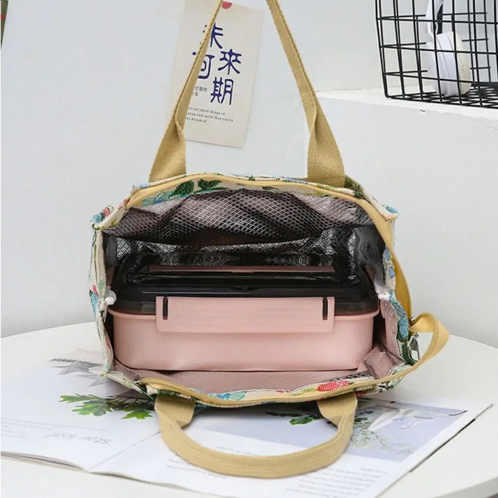 Fashion handbag floral printing large capacity thickened insulated lunch bag 241021