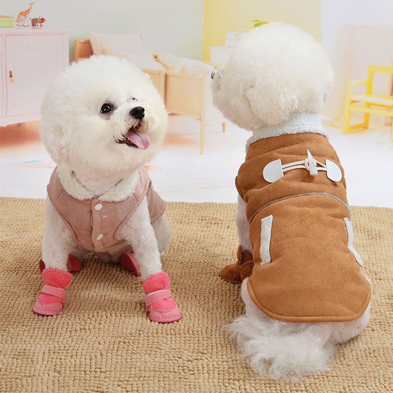 Winter Warm Suede Lamb Velvet Antiskid Dog Winter Boots Shoes Small Dog Pet Shoes