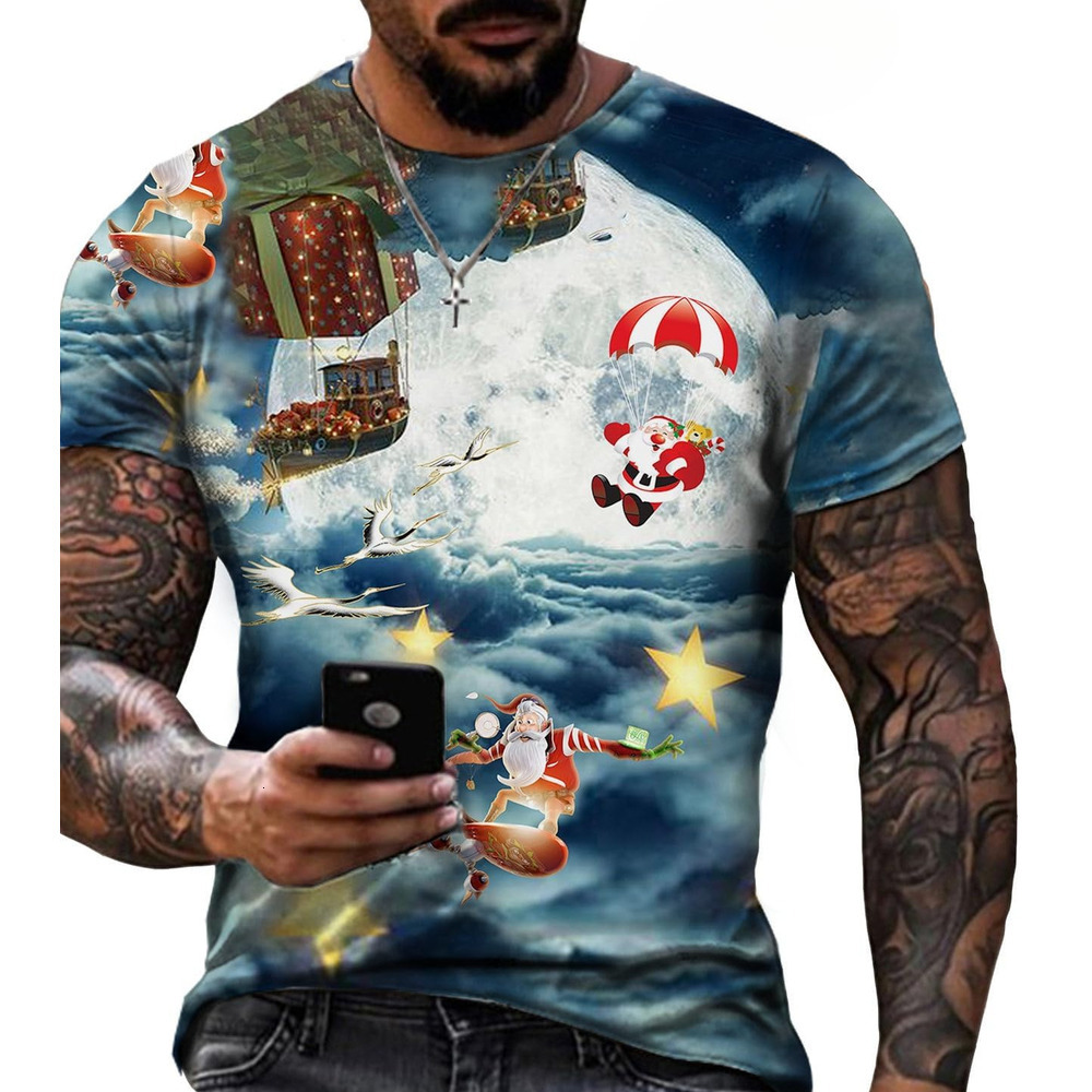 Mens T shirt Fashion 3D T Shirt Snowman Santa Claus 3D Printing Tee Shirts Christmas Short Sleeve Funny Tees tee Casual tops summer clothes nice