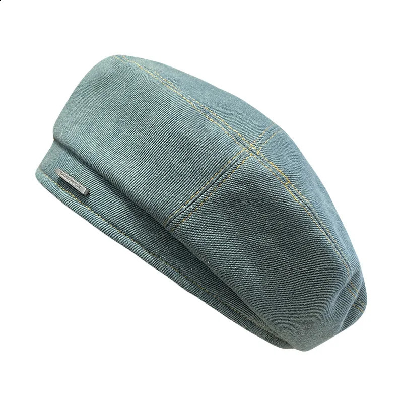 Cowboy Beret Hat Female Spring Autumn Temperament Face Small Big Head Metal Lettering Label Artist Male Outdoor Warm Sports M526 241010