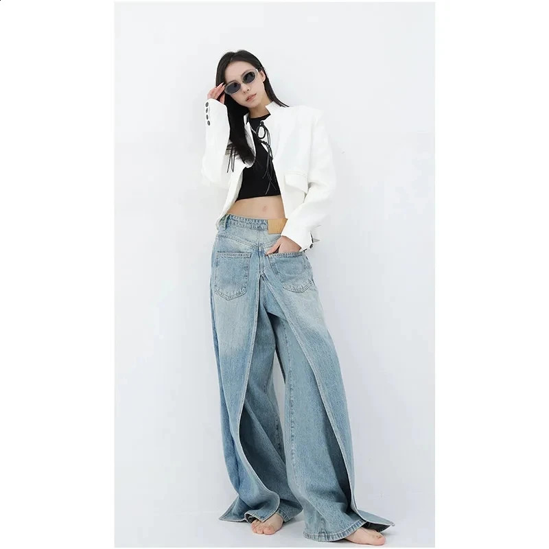 Women Blue Jeans Y2k Vintage High Waist Baggy Cowboy Pants Aesthetic Harajuku Denim Trousers 90s Trashy Emo 2000s Grunge Clothes 241010