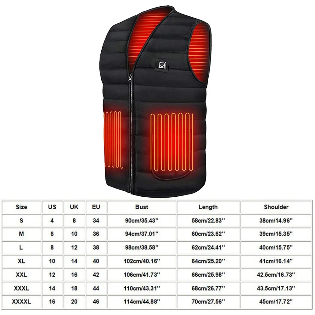 Unisex Heated Vest 9 Area Heating Thermal Jacket USB Electric Men Women Smart Headed Waistcoat for Outdoor Camping 241021