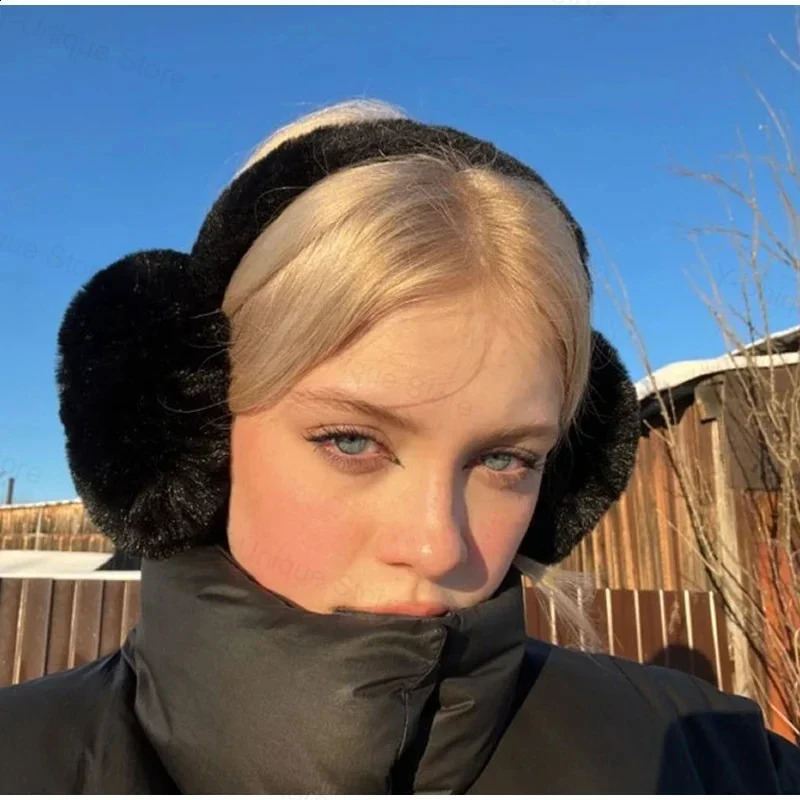Winter Warm Solid Color Fluffy Earmuffs Women Soft Plush Ear Muffs Student Ear Protection Korean Cute Earmuff Outdoor Male 241024