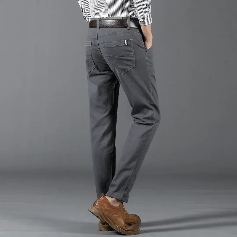 6 Colors Mens Stretch Cotton Slim Casual Pants Classic Business Fashion Elastic Comfortable Trousers Male Clothes 241010