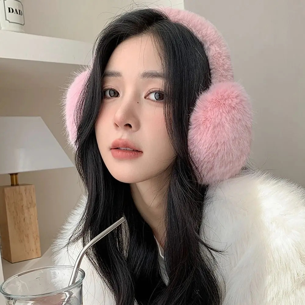 Fashion Ear Cap faux Fur Plush Earmuffs Folding Thicken Winter Earmuffs Windproof Solid Color Foldable Ear Cover Girl 241024