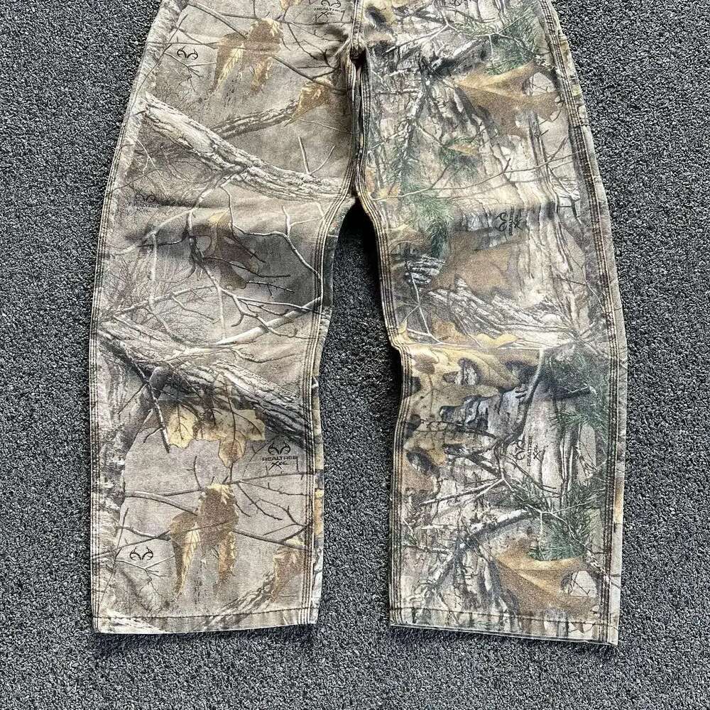 Y2k American Style Camouflage Men Women Old Washed Wide Leg Jeans Retro Loose Fashion Trend Pants Baggy Hip Hop Streetwear
