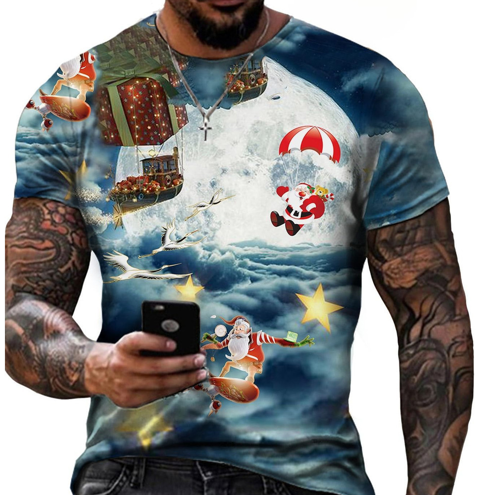 Mens T shirt Fashion 3D T Shirt Snowman Santa Claus 3D Printing Tee Shirts Christmas Short Sleeve Funny Tees tee Casual tops summer clothes nice