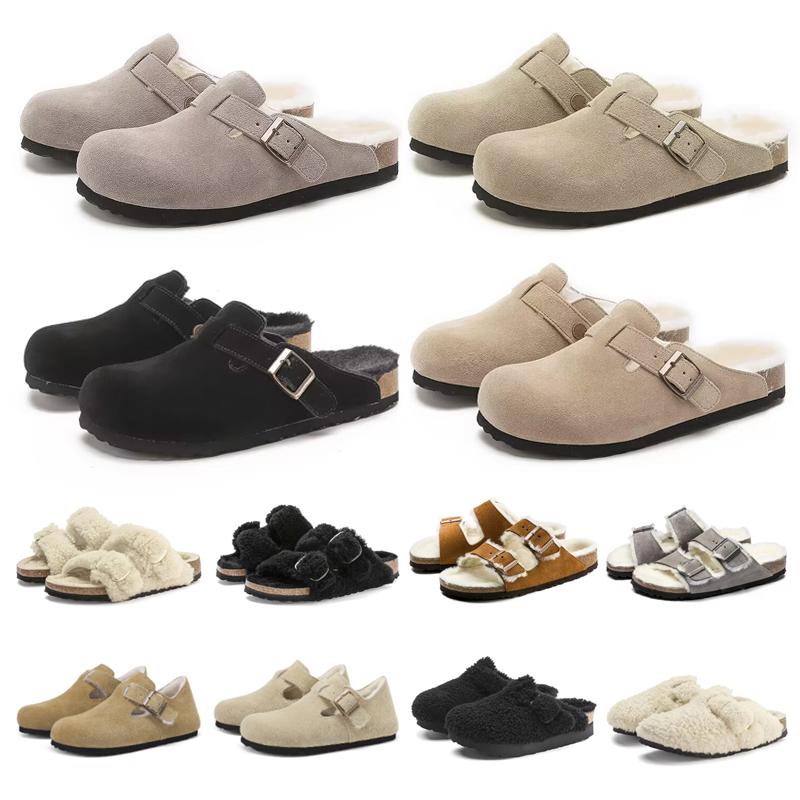 Designer Slippers d'hiver Femmes Hommes Clog Slides Blanc Blanc Black Gris Gris Brown Cuir de mode Coton Coton Velvet Snow Scuffs Chaussures de p