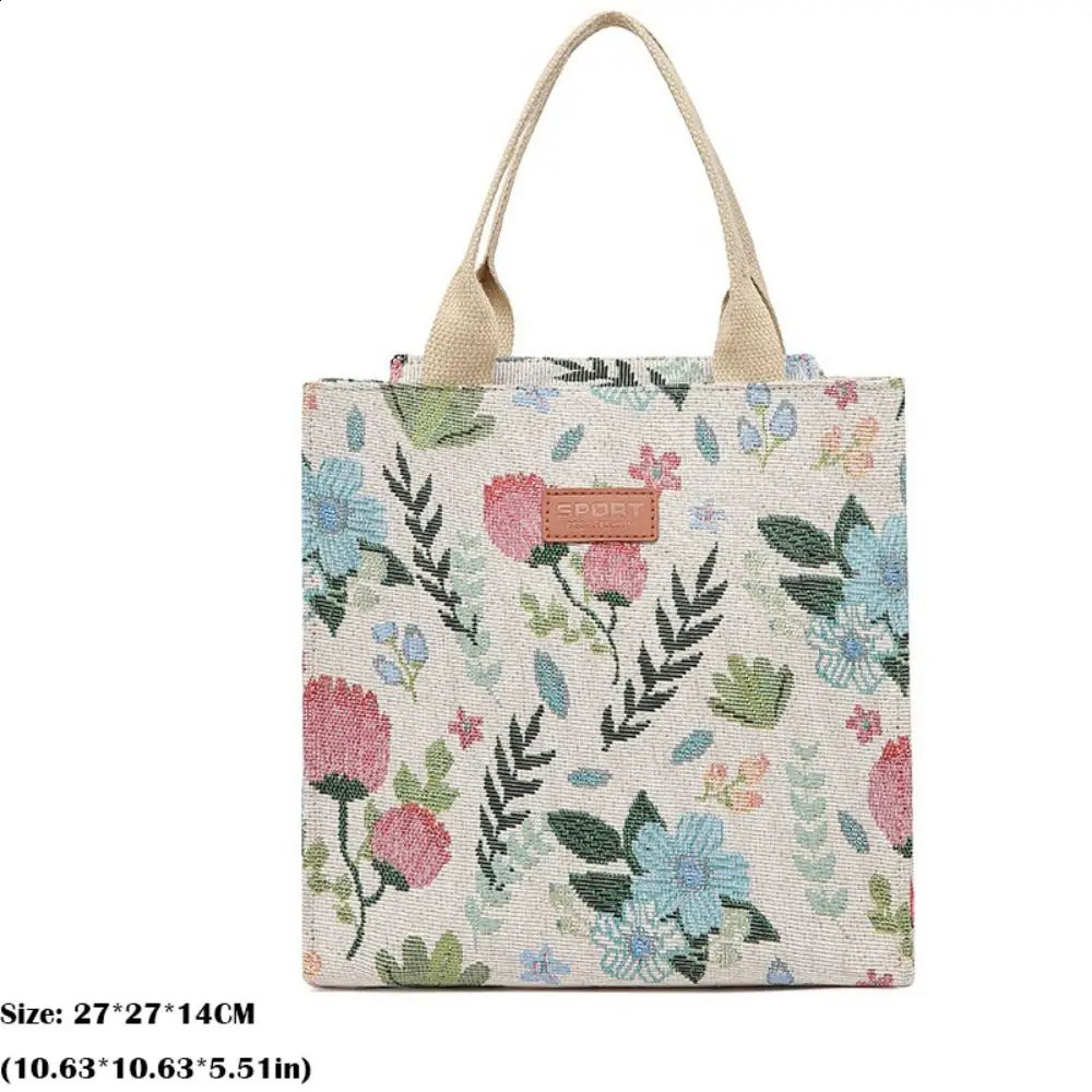 Fashion handbag floral printing large capacity thickened insulated lunch bag 241021