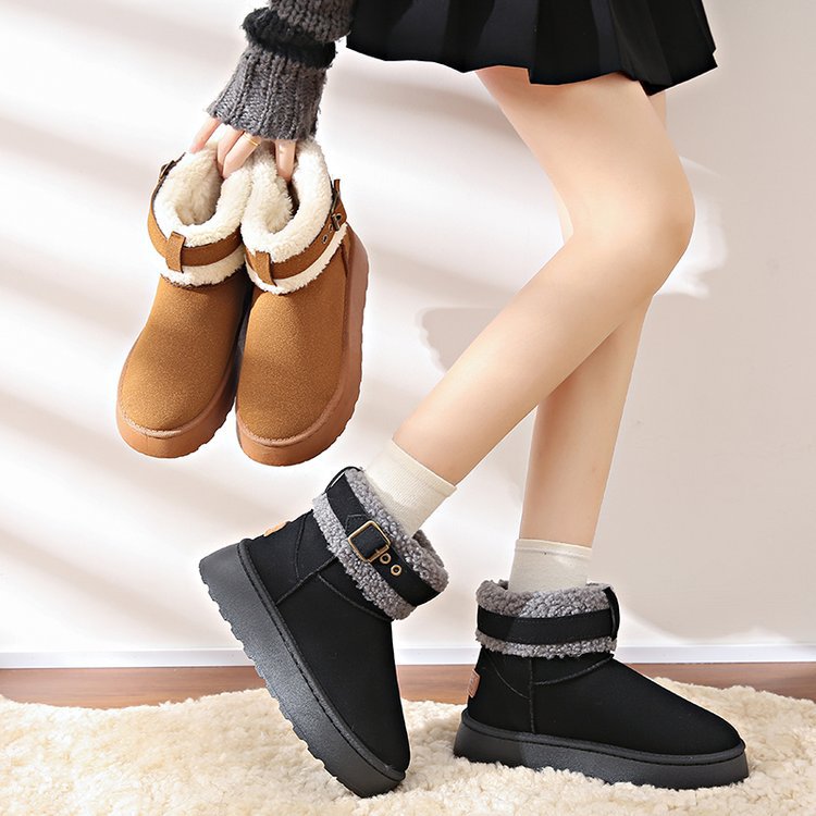Women's Plush Thick Korean Version Bottom Warm Non Slip Snow Boots