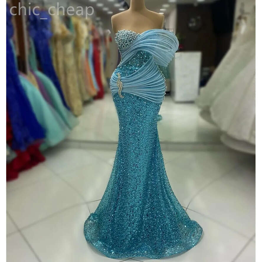 Prom Ebi Aso Mermaid Dress Pearls Crystals Sequined Evening Formal Party Second Reception Birthday Engagement Gowns Dresses Robe De Soiree Zj Es Es