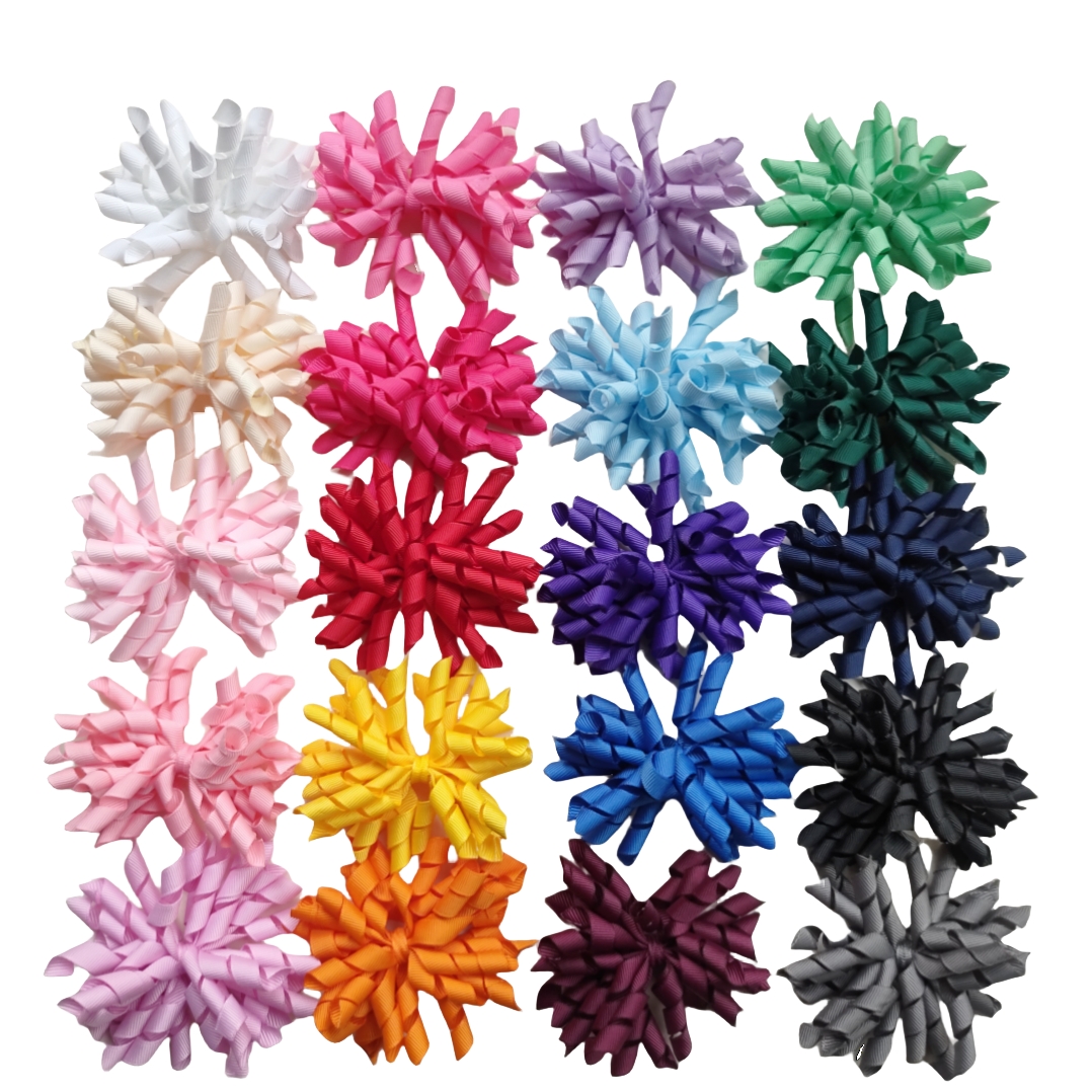 Korker 4INCH Bows Flowers Elastic Hairband Alligator Clips Curly Grosgrain Ribbon Ponytail Holder Girl Children's Corker Bobbles Ties Headband Ac