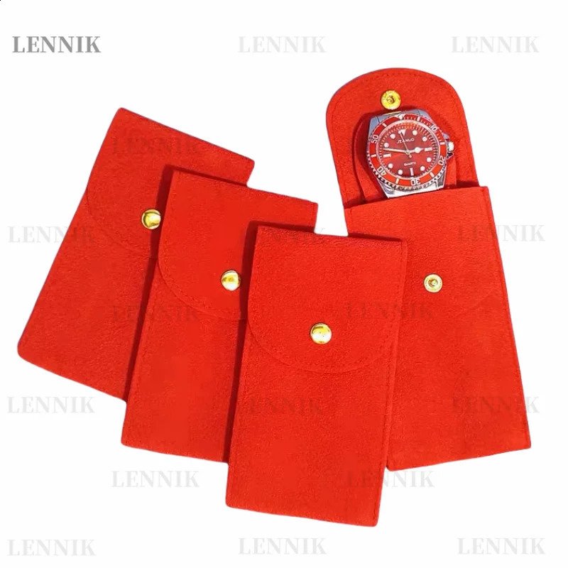 Mechanical Quartz Watch Box Jewelry Velvet Portable Travel Red Bag with Multi-color Personalized Free Customization LENNIK Style 241024