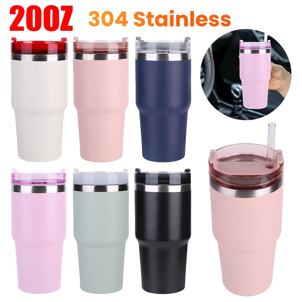 20/40oz stainless steel water bottle with straw water coffee cup car coffee cup travel vacuum 241021