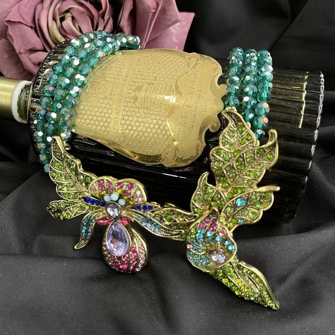HD Fashion Trends Well-known s The Same Vintage Heavy Industry Inlaid Czech Diamonds Crystal Chain Flower Necklace 241009