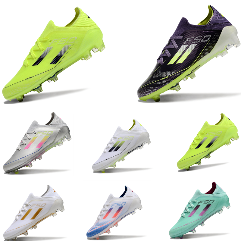 Kids Fast Reborn F 50 Soccer Cleats Purple Lucid Lemon Preschool FG Lace up Football Boots Children Shoes Chuteiras De Futebol White Solar Red Lucid Blue