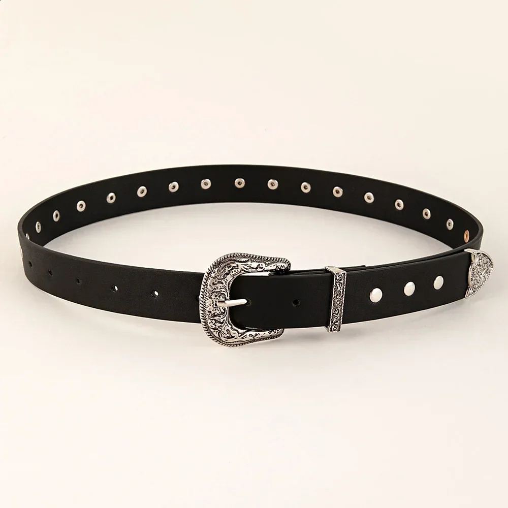 Vintage Rivet Gothic Belt Punk Y2k Metal Buckle Belts Pu Waistband Belt Women Men Jeans Pants Decor Belt 241024